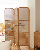 Jianzhi ins rattan screen Indonesia rattan bed and breakfast indoor movable folding screen Entrance restaurant folding partition