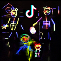 Glow stick Childrens toys Outdoor Stickman Colorful glitter luminous bracelet Luminous flash silver Super bright and long-lasting