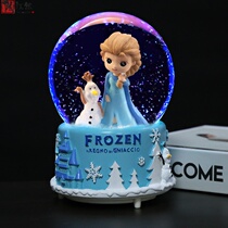Crystal Ball Music Box Rotating Girl Music Box Princess Ice and Snow Little Girl Birthday Gift