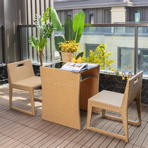 Balcony small table and chairs minimalist casual outdoor rattan chair Three sets of outdoor courtyard choreography small tea table nets black tea table and chairs