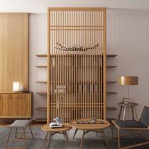 Japanese screen partition entrance background wall decoration modern simple bedroom New Chinese antique solid wood grille