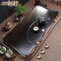 Ebony tea tray household set tea set solid wood tea u sea tea table size rectangular log rosewood saucer