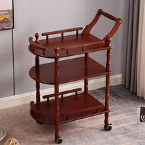 European style solid wood food delivery car Hotel mobile trolley beauty salon trolley 4s shop exhibition car shelf