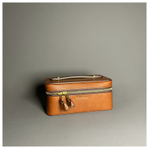 RL high-end purple standard leather cosmetic bag skin care products jewelry sundries desktop storage box retro handmade cowhide
