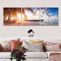 High-end rectangular hanging painting wall clock Nordic modern minimalist living room dining room sofa background wall decoration triptych