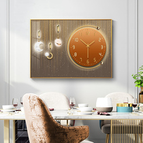 Modern light luxury living room decoration with clock wall clock restaurant background wall painting hanging painting personality room clock hanging wall