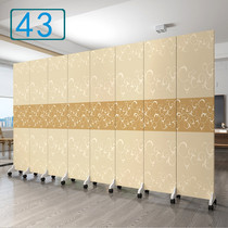 Screen partition Hotel hotel private room Living room hall Chinese style simple modern half wall solid wood double-sided folding mobile