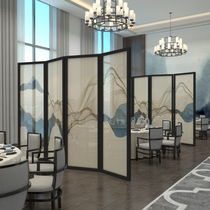 New Chinese style screen partition decoration Living room office hotel study folding mobile artistic conception abstract landscape folding screen