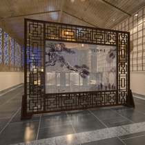 New Chinese screen partition living room hotel lobby Villa reception room background shielding decoration welcome pine large seat screen