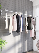 Folding clothes hanger balcony clotheshorse indoor home punching telescopic small wall-mounted simple invisible sunburn