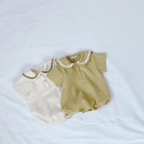 Baby clothes summer thin female baby summer dress foreign style college style short sleeve jumpsuit cute ha clothes bag fart climb suit