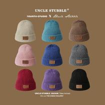 Original hat leather label knitted hat for men and women with the same version of the face small cone top wool cap pullover cap