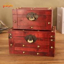 Imitation antique old prop box handmade creative vintage escape road wooden box window ornament storage box