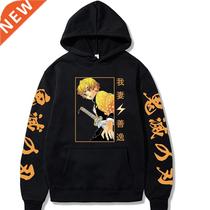 Anime Demon Slayer Hoodies Agatsuma Zenitsu Printed Mens Sw