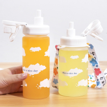 Large capacity water cup women with straw frosted plastic cup summer simple student cute girl heart portable cup