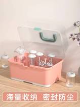 Put bottle storage box supplementary food tool drain rack dust cover baby box hanging small baby special tableware