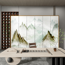 New Chinese-style landscape screen office folding solid wood mobile partition wall hall to block the porch hall ancient style folding screen