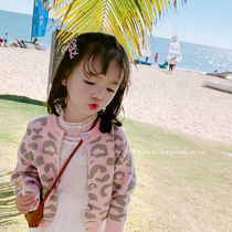 Girls Cardigan Sweater Knitted Jacket 2021 Spring and Autumn New Childrens Clothing BAO WEN Cardigan Korean Joker Jacket