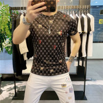 2021 summer European station mens new spirit boy tide brand ice silk short-sleeved T-shirt Mens slim clothes