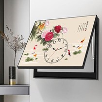 Single punch-free decorative painting wall clock shielding box distribution box clock living room dining room hanging painting Chinese Tiandaochouqin