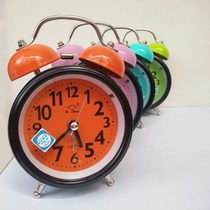 Send battery ultra-quiet alarm clock creative clock metal bell alarm clock with night light bedside alarm clock fashion personality