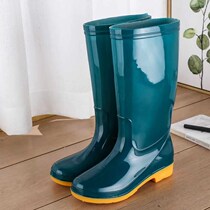 New middle tube plus velvet rain boots waterproof shoes rubber shoes overshoes water boots Women fashion adult non-slip high tube rain shoes f