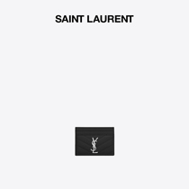 YSL Santa Roland Lady MONNOGRAM Black Grain Textured Jacquard Leather Made Credit Card Wallet Card Holder