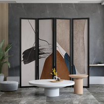Modern light luxury abstract Wabi-sabi wind Folding mobile impermeable screen Living room partition Hotel bedroom decoration folding screen