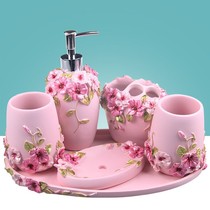 Eurostyle Bathroom Five Pieces Resin Creative Bath Room Supplies Wash Suit Trays Toiletries Cup Toothbrush Rack Lotion Bottle