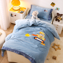 Baby velvet childrens kindergarten quilt three-piece set autumn and winter baby quilt special bedding bedding six-piece set to keep warm