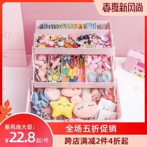 Childrens hair accessories storage box girl baby hairclip rubber band headwear hair card ring dressing cute headrope jewelry box