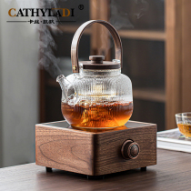 Walnut electric pottery stove tea boiling tea pot heat-resistant glass teapot Japanese thick lift beam kettle