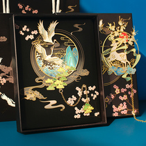 Metal hollow bookmarks Forbidden City Chinese style filling color craft brass exquisite creative literature and art students use graduation season to send teachers and classmates girlfriends souvenirs exquisite pendants Gift Group fan book clip