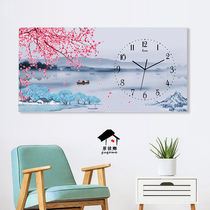 Rectangular hanging painting clock decorative painting living room dining room sofa background wall decoration mute punctuality Nordic modern
