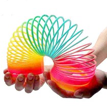 Large magic luminous rainbow circle color stacked ring plastic spring ring pull ring children nostalgic toy 9*8 7
