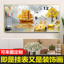 Creative minimalist home hanging clock art personality hanging wall clock muted light extravaganza free of punch and clock living room fashion