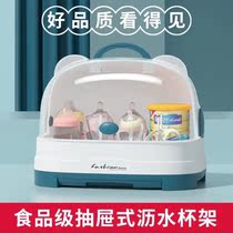 Baby bottle storage box multifunctional drain rack baby supplies milk bottle rack drying rack storage box dustproof belt cover