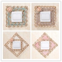 Switch patch switch protective cover dust patch living room bedroom wall socket protective cover lace fabric simple wall sticker