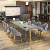 Nordic modern rock plate conference table office meeting table and chair combination simple training small reception Workbench long table