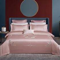 Sichen Home Textile New Chinese Style Four-piece Wedding Cotton Bed Sheet Pink Wedding Embroidery Wedding Bedding