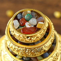 Eight auspicious manzal disc repair disc Nepalese GOLD CRAFT SMALL NUMBER MAN TEA TRAY WITH TRAYS FOR SEVEN PRECIOUS STONES MANDA PAN