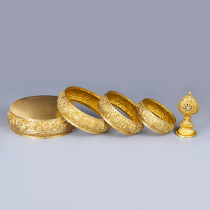 Hui Bao Pure Bronze Manzpan Engraved 8 auspicious for the Tibetan Buddhism with three seventeen piles of Mancha tray with trays