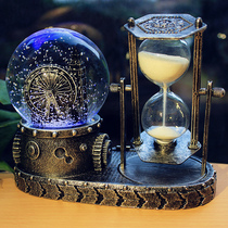 Snow crystal ball micro-landscape small decoration music box automatic snow boy birthday gift