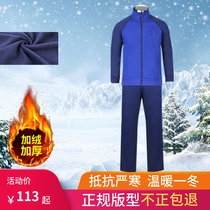 Winter plus velvet thickening spring and autumn fire long-sleeved physical fitness suit trousers training suit suit running sportswear men