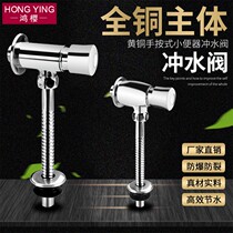 Full Copper Urinal hand press type flush valve accessories Male toilet urinal poo bucket switch press time-lapse valve