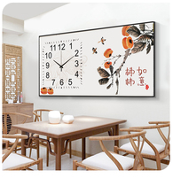 Crystal ceramic decoration painting wallclock living room houseFashion silent calendar bell new creative light luxury new Chinese quartz bell