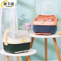 Baby tableware storage box baby food supplement tableware spoon milk bottle storage box cupboard basin dustproof and insect-proof storage box