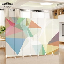 Nordic screen partition wall Living room Bedroom block simple modern mobile folding push-pull simple solid wood office