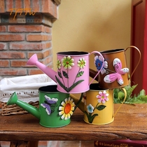 Pastoral color color three-dimensional flower flower pot tin bucket decorative iron flower bucket four colors