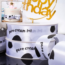 Milk ribbon cow birthday cake black dot ribbon black black and white polka dot edge leash cake decorative band